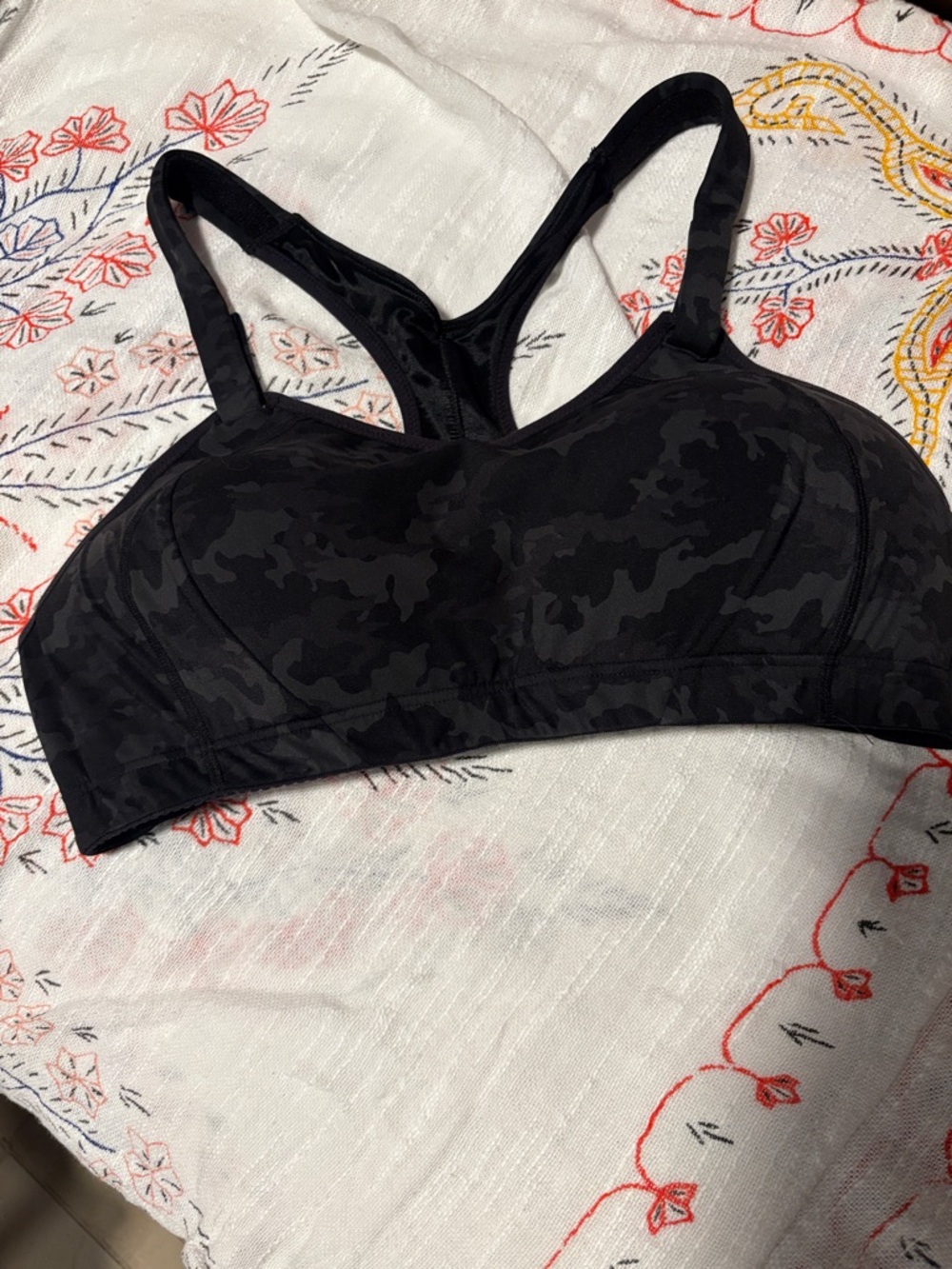 Black Camouflage Racerback Sports Bra - Lightweight Support